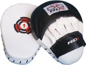 Лапы боксерские RDX, вогнутые, белый/черный ― НатурКлаб