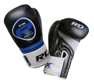Перчатки  боксерские RDX RX, ПУ, черный/синий ― НатурКлаб